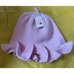 Hat - Baby - Luxury - 100% cotton - Pink with Frill Edge -