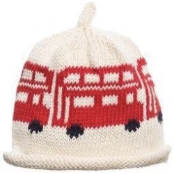 Hat - Baby - Luxury - 100% cotton - London - Cream and Red Bus 