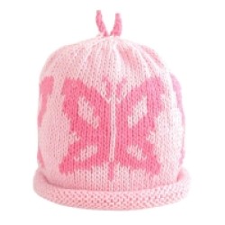 Hat - Baby - Luxury - 100% cotton - Pink Butterfly - last  size