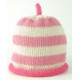 Hat - Baby - Merry Berries - Luxury - 100% cotton - Dusky Cream Fuchsia Pink stripe - last size 
