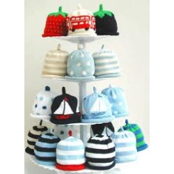 Hat - Baby - Luxury - 100% cotton - Light Sky Blue with White Spots