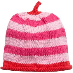 Hat - Baby - Merry Berries -  Luxury - 100% cotton - light and fuchsia pink with red stripe- last size - no return offer