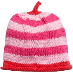 Hat - Baby - Luxury - 100% cotton - light and fuchsia pink with red stripe- last size 