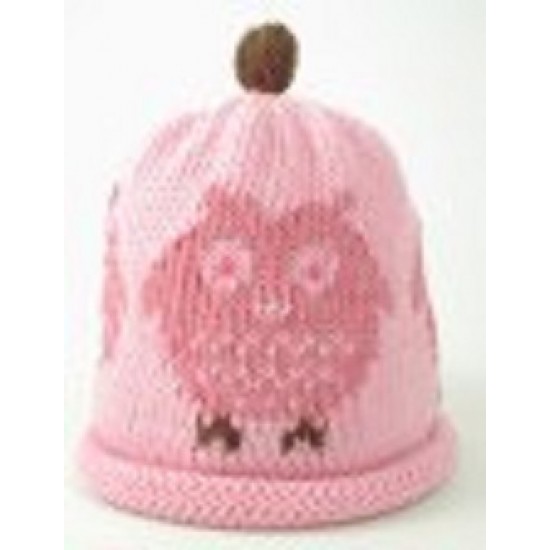 Hat - Baby - Merry Berries - Luxury - 100% cotton - PINK owl light pink or brown owl on blue hat 