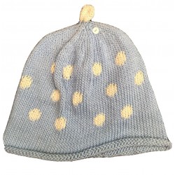 Hat - Baby - Merry Berries - Luxury - 100% cotton - Pale Creamy Blue with White Spots 