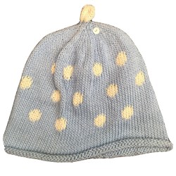 Hat - Baby - Luxury - 100% cotton - Pale Creamy Blue with White Spots 