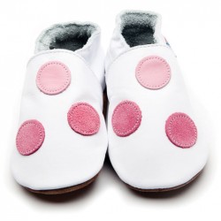 Shoes and Slippers - Spot white and  rose pink large - 12-18m in sale