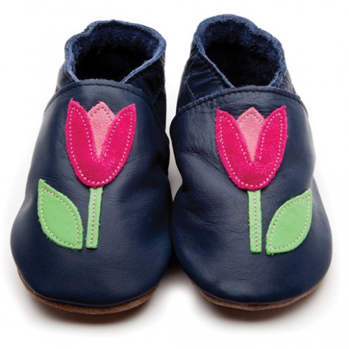 Shoes and Slippers - Baby soft shoes - Tulip - Navy and pink  -12-18m  sale