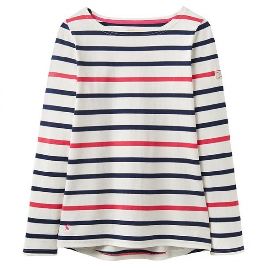 ADULT- TOP - JOULES - Harbour - Navy Raspberry Stripe - last size - clearance sale