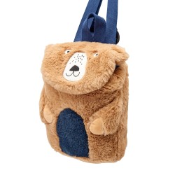 Bag - TODDLER - JOULES - Teddy with BLUE Tummy - H 25.5cm x W 20cm x D 10.5cm 