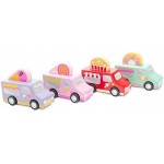 Toys - Wooden- Educational - Sweets and Treats Pull Back Vehicle Cars - ice cream truck, popcorn truck, candy truck, donut truck. - 1 randomly chosen 