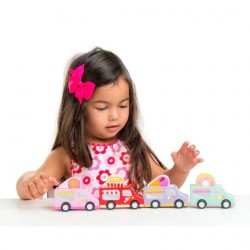Toys - Vehicles - LTV - CARS - Wooden - Educational - Sweets and Treats Pull Back Vehicle Cars 