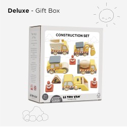 Toys - VEHICLES - CONSTRUCTION - Wooden Lifting Crane, Scoop, Roller, Digger, Tip-up Truck and Cones 