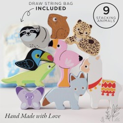 Toys - STACK - Wooden - Andes - Stacking Animals in a bag - 18m plus