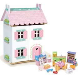 Toys - Educational - Wooden - Le Toy Van - DOLLS HOUSE with furniture - Sweetheart Cottage Inc. Furniture - AVAILABLE TO PICK IN THE SHOP - extra cost of Postage in England and Wales £13 -  SALE