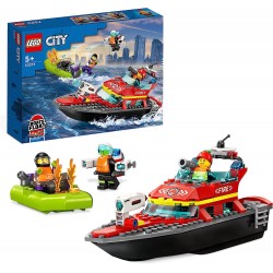 Lego - CITY - 60373 - FIRE RESCUE BOAT - with Jetpack, Dinghy and 3 Minifigures