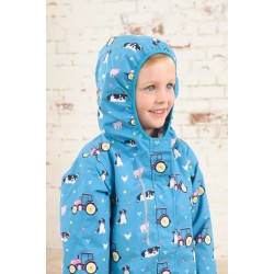 COAT - FARM - FREYA - FARM - Teal Farm  with pink stripe lining - 5-6, 6-7, 7-8y 