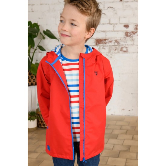 COAT - Ethan - RED with blue stripe lining 