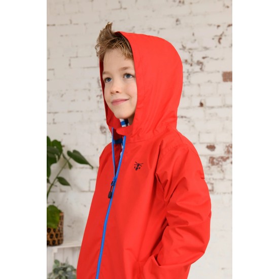 COAT - Ethan - RED with blue stripe lining 