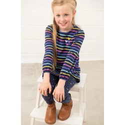 Top - Lottie - Tunic with ruffled hem - Stripes and hearts  - clearance