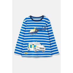 Top - VEHICLES - Oliver - Police and helicopter - stripes 
