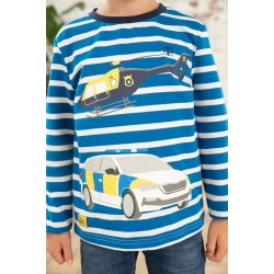 Top - VEHICLES - Oliver - Police and helicopter - stripes 