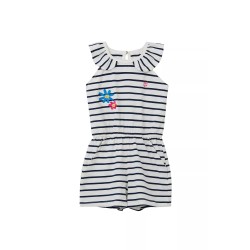 Playsuit Romper - STRIPE - Penelope - Cloud - navy stripe with flowers