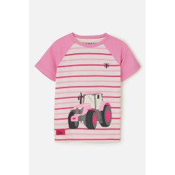 Top - FARM - Tractor - Sweet Pea PINK stripe - clearance