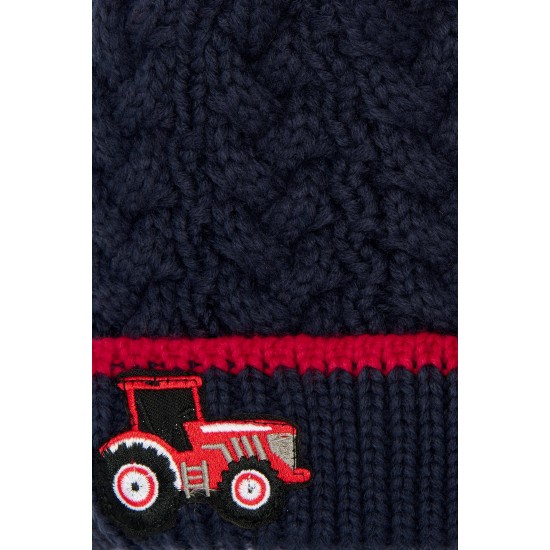 Hat - Winter -  Lighthouse - Bobble - Winter Hat - Navy and Red - Farm Tractorp