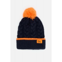 Hat - Lighthouse - Bobble - Winter Hat - Navy and Orange - 2-4y - last size 