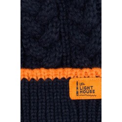 Hat - Lighthouse - Bobble - Winter Hat - Navy and Orange - 2-4y - last size 