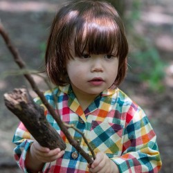 Top - SHIRT - LGR - CHECK - Rainbow Gold -  Flannel with yellow cord elbow patches - OUT and ABOUT