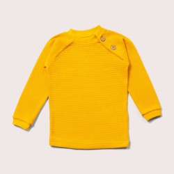 Top - LGR - Waffle - Cosy Yellow Gold button raglan 