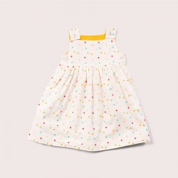 Dress - LGR - REVERSIBLE  - White Rainbow Dots and Happy Sunshine Yellow - Pinny Dress 