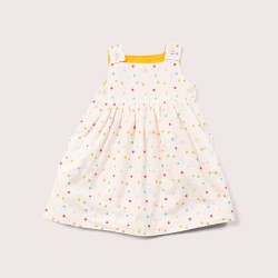 Dress - Reversible - LGR - White Rainbow Dots and Happy Sunshine Yellow - Pinny Dress 