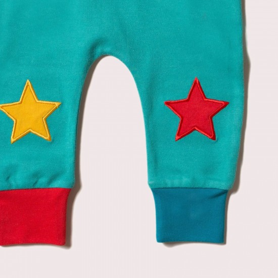 Joggers - LGR - Peacock Turquoise  Blue Knee Patch Leggings - STAR - last size