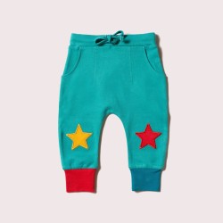 Joggers - LGR - Peacock Turquoise  Blue Knee Patch Leggings - STAR - last size