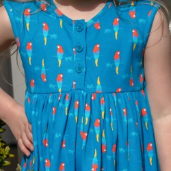 Dress - Piccalilly - Button - Short sleeves - Parrot 