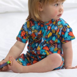 Babygrow - Romper - SUMMER - Piccalilly - SHORTIE - TROPIC - leopards  and other animals  - clearance