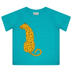 Top - ANIMALS - Piccalilly - LEOPARD - aqua - unisex