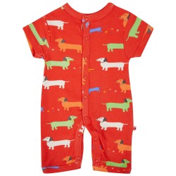 Babygrow - Romper - SUMMER - Piccalilly - SHORTIE - Sausage dogs - last two 12-18m 18-24m