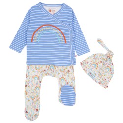 Babygrow set - SUN - 3pc - Piccalilly - SUN - Sun shower - rainbow, bees and ladybirds - UNISEX 