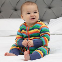 Babygrow - Romper - STRIPE - PICCALILLY - Rainbow Stripe - UNISEX last two 0-3m 6-12m