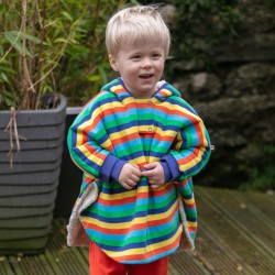 FLEECE - STRIPE - Poncho - Piccalilly - Rainbow stripe sherpa - UNISEX 6-18m - clearance