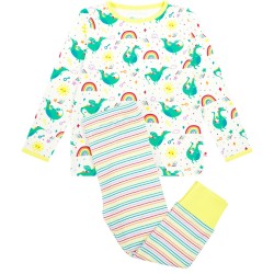 Pyjamas - DRAGONS - Piccalilly - Rainbow and White Dragon - Unisex