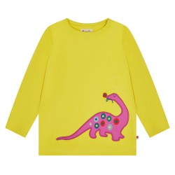 Top - DINOSAURS - Piccalilly - Yellow and pink
