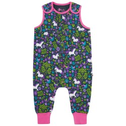 Trousers - Dungarees - Piccalilly - Pink Tuck - UNICORNS - Purple and pink 