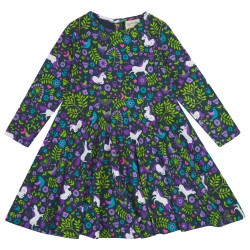 Dress - SKATER - Unicorn - Long sleeves - Piccalilly - Purple and pink 