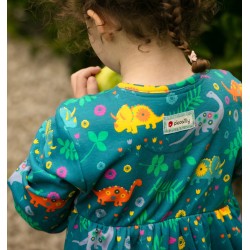 Dress - Piccalilly - Dinosaurs - rainbows (matching top and pants also available)