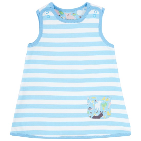 Dress - Piccalilly - Reversible - Sky Blue - farm animals 